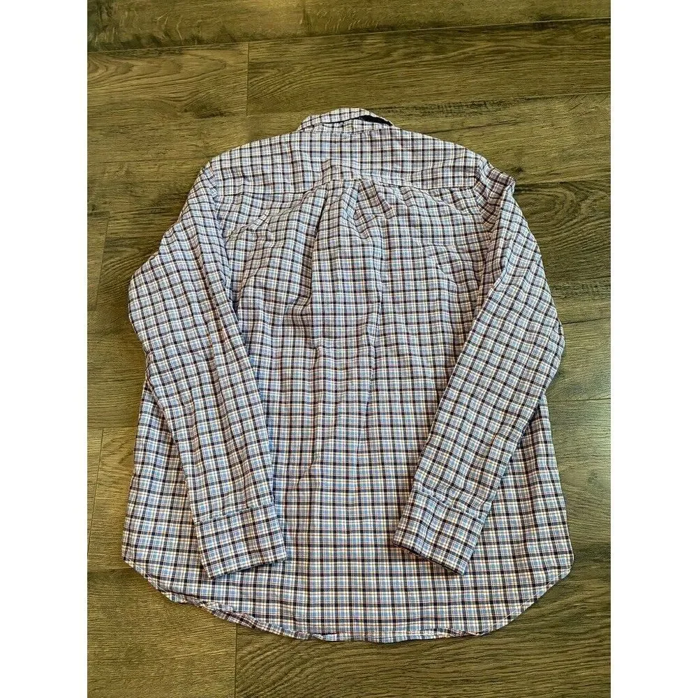 EUC Kids Boy Ralph Lauren long sleeve plaid button up natural stretch SZ L 14 16